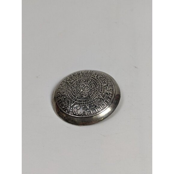 Signed Vintage Sterling Silver 925 Mexico Aztec Mayan Calendar Pendant - Picture 1 of 11
